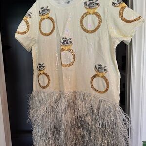 QUEEN OF SPARKLES Gold and Silver Sequin Mini Dress